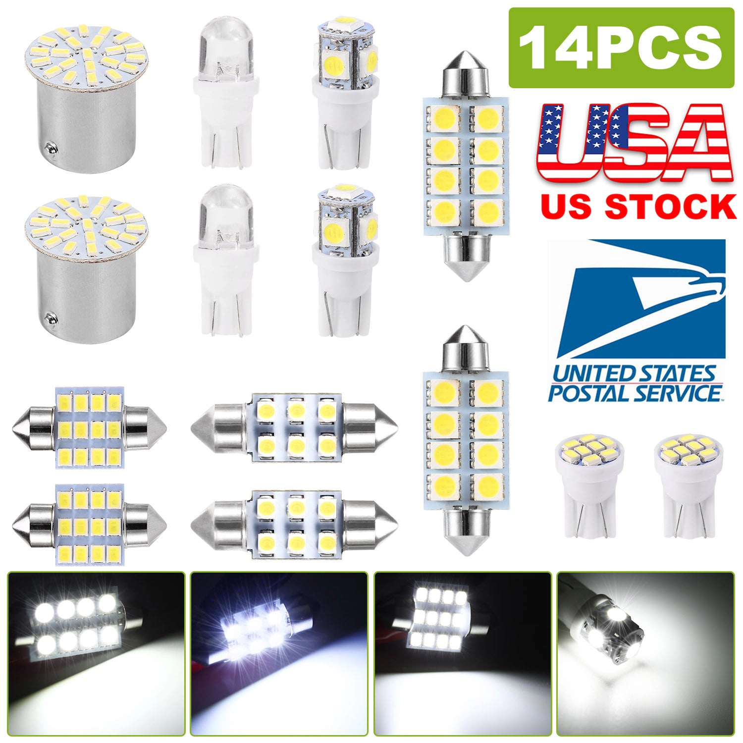 GBruno 14-Piece LED Car Interior Light Bulb Kit