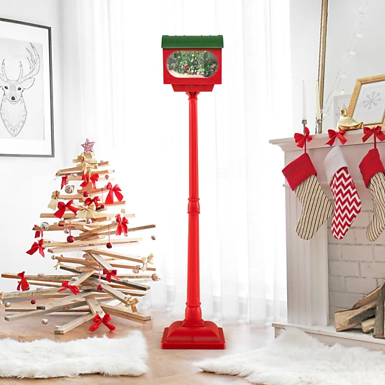 SUGIFT Sound-Activated Christmas Street Lamp Yard Art with Snow Globe ...