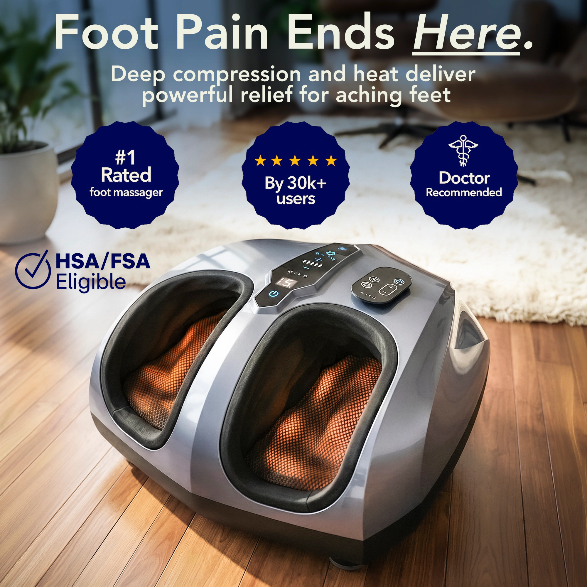 Miko Shiatsu Foot Massager Machine With Multiple Functions and Heat