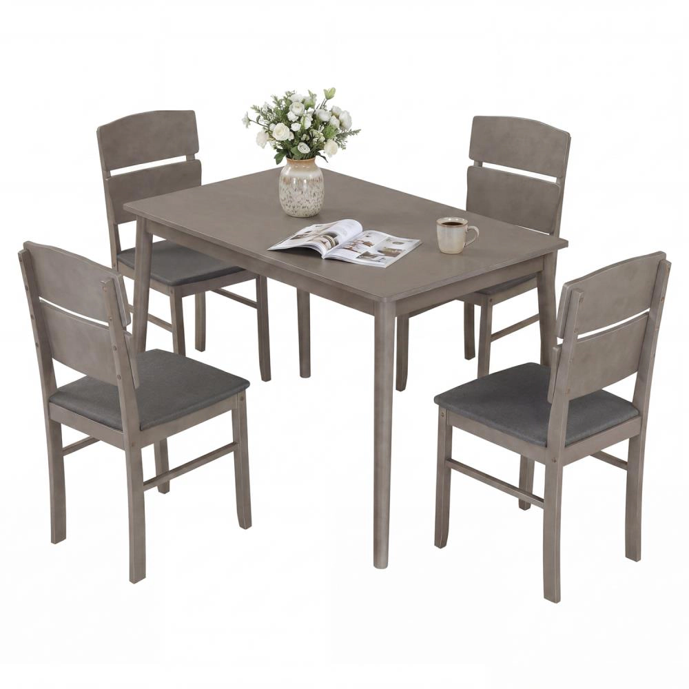 Hivvago 5-Piece Dining Table Set With High Curved Back For 4 People