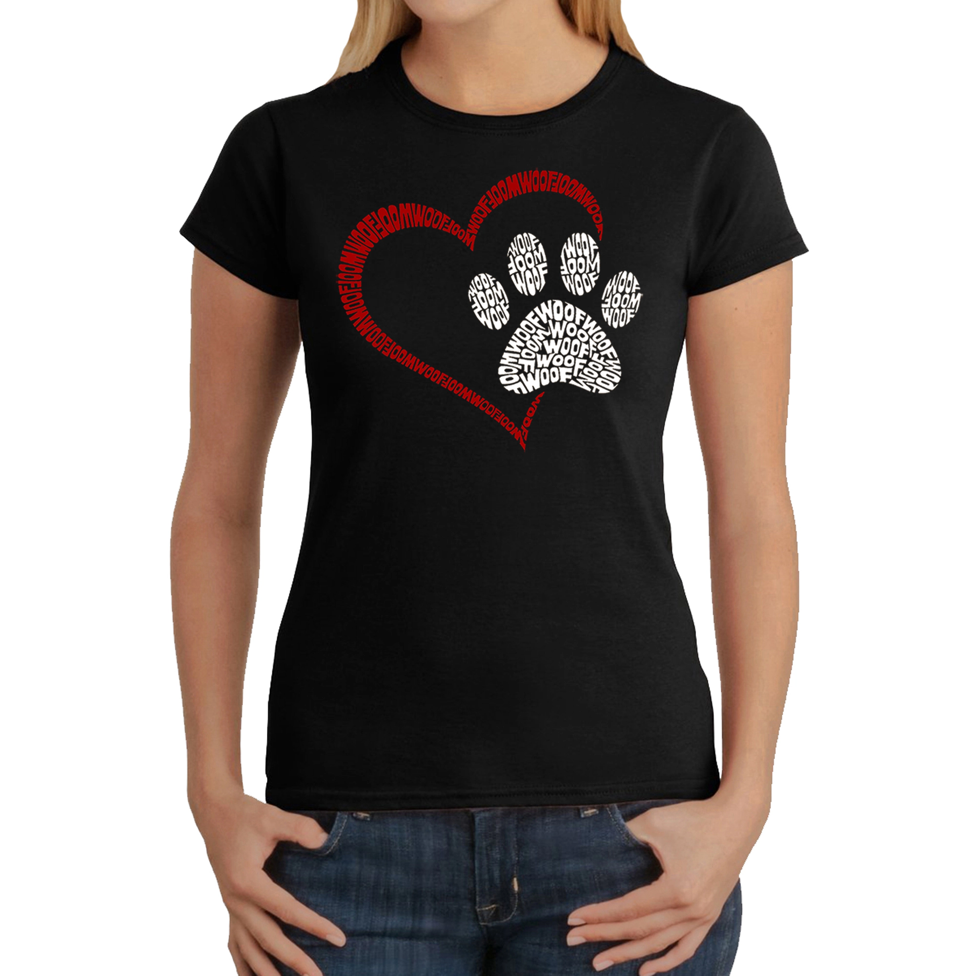 LA Pop Art Women's Word T-Shirt - Paw Heart