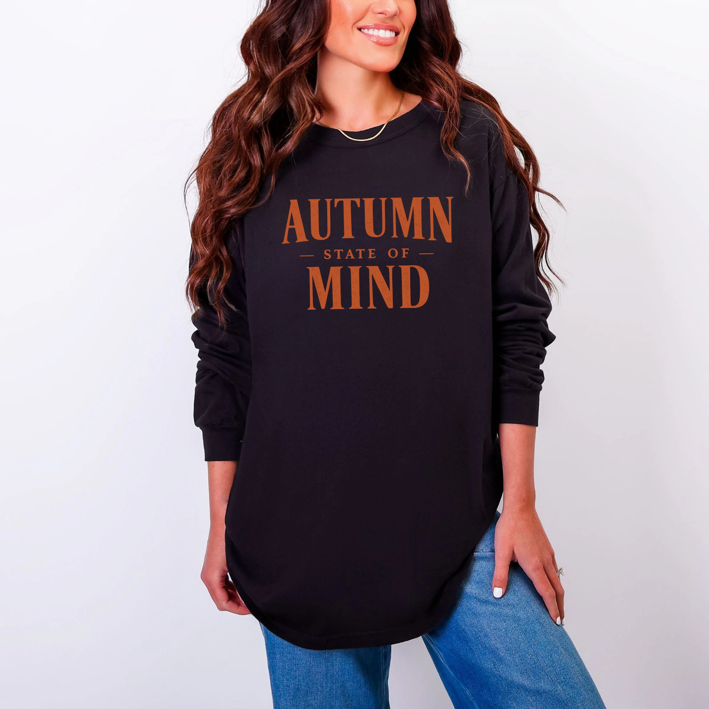 Simply Sage Market - Women's Garment Dyed Long Sleeve Graphic T-Shirt Autumn State of Mind