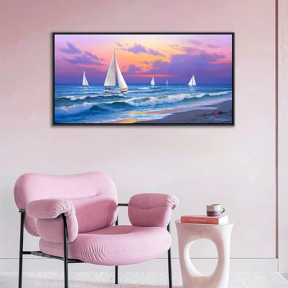 Granny Furni Antic Unisex Coastal Sailboat Framed Canvas Wall Art