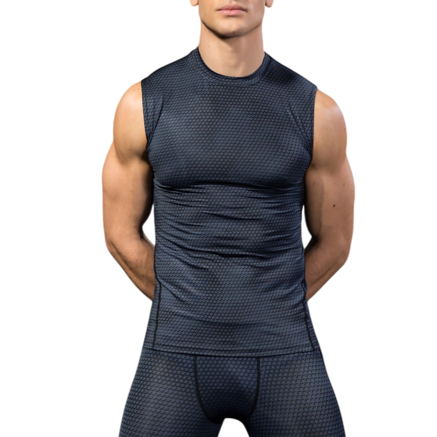 Anna-Kaci Mens Sleeveless Compression Workout Top