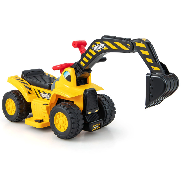 Hivvago 6V Kids Ride On Excavator Fun Digger With Folding Basketball Hoop