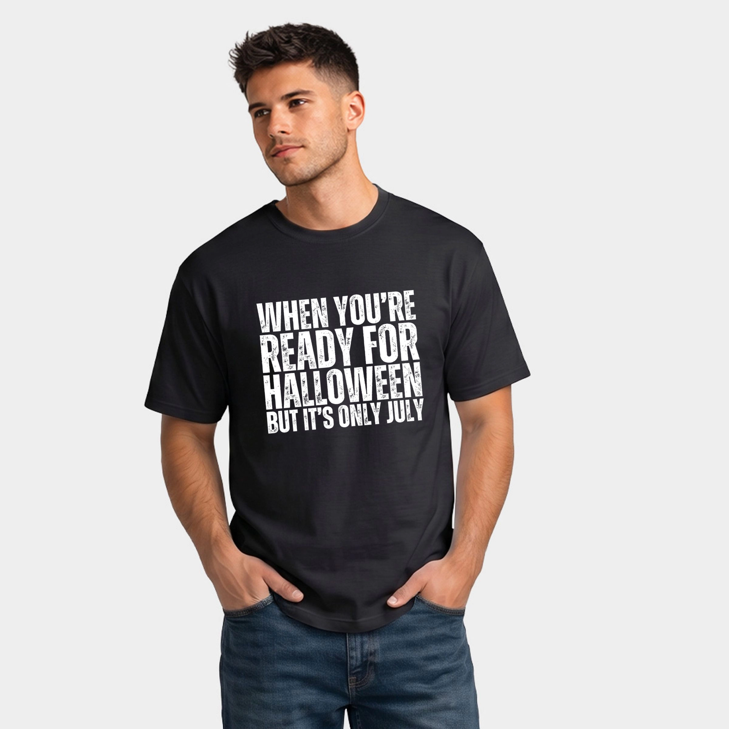 Simply Sage Market - Men's Garment Dyed Graphic T-Shirt When You're Ready For Halloween