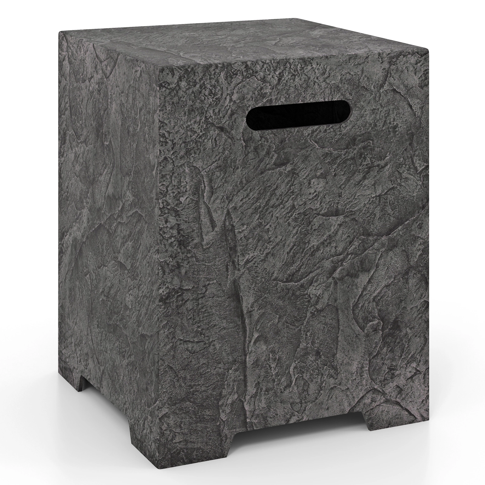 SUGIFT Propane Tank Cover Side Table for 20-lb Gas Cylinder Outdoor Fire Pit Gray