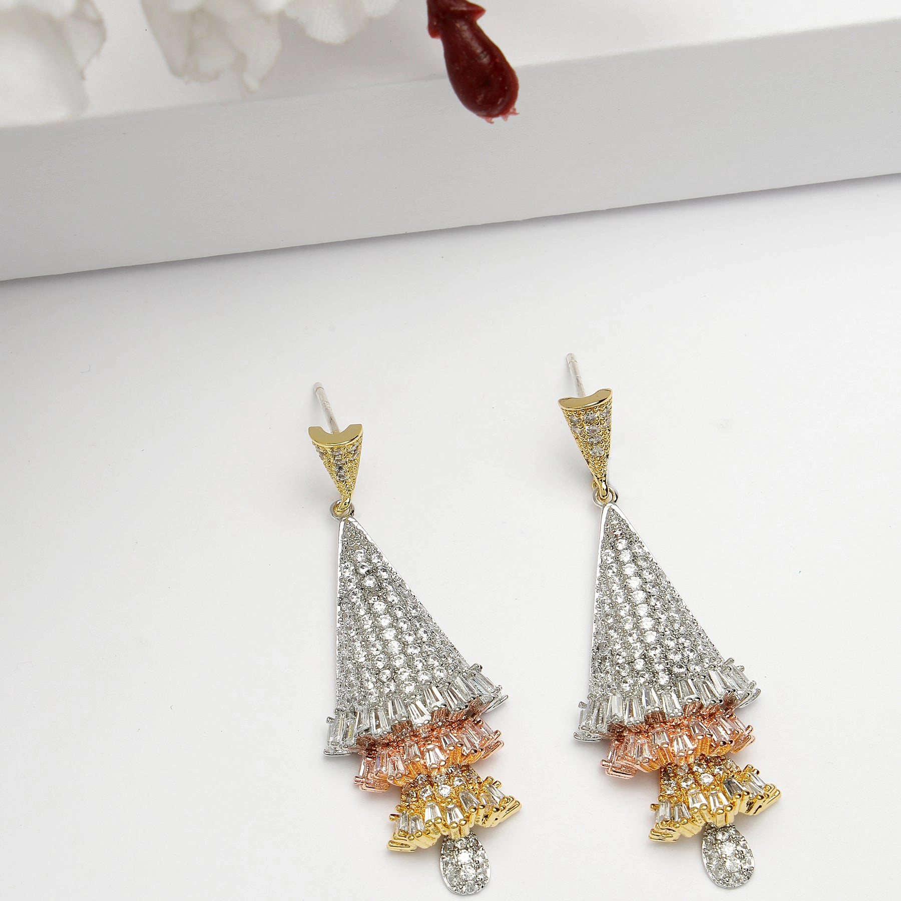 AGP PARIS Womens Diva Collection Zirconia Chandelier Drop Earrings