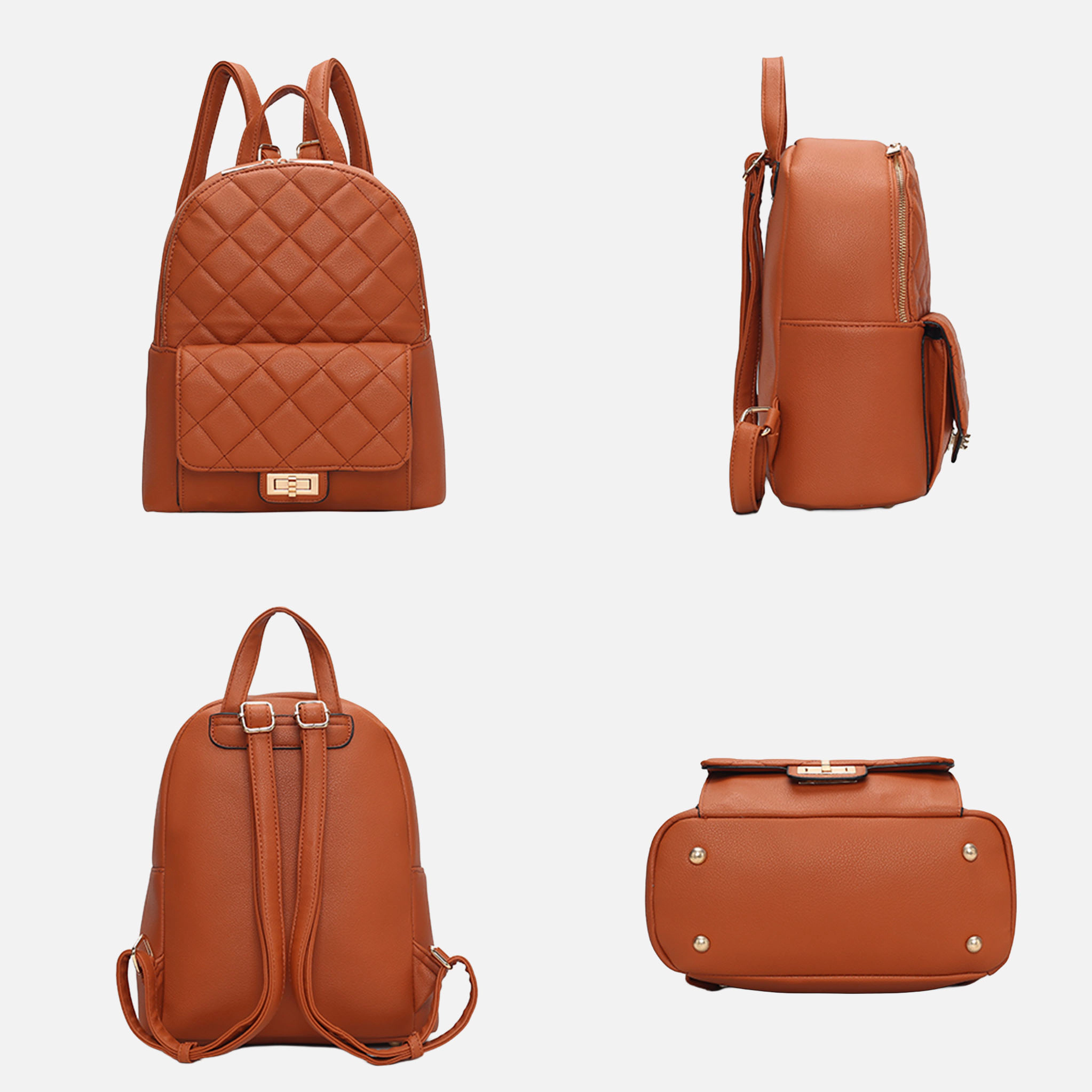 Mia K Collection Dimitria Quilted Vegan Leather Backpack Purse