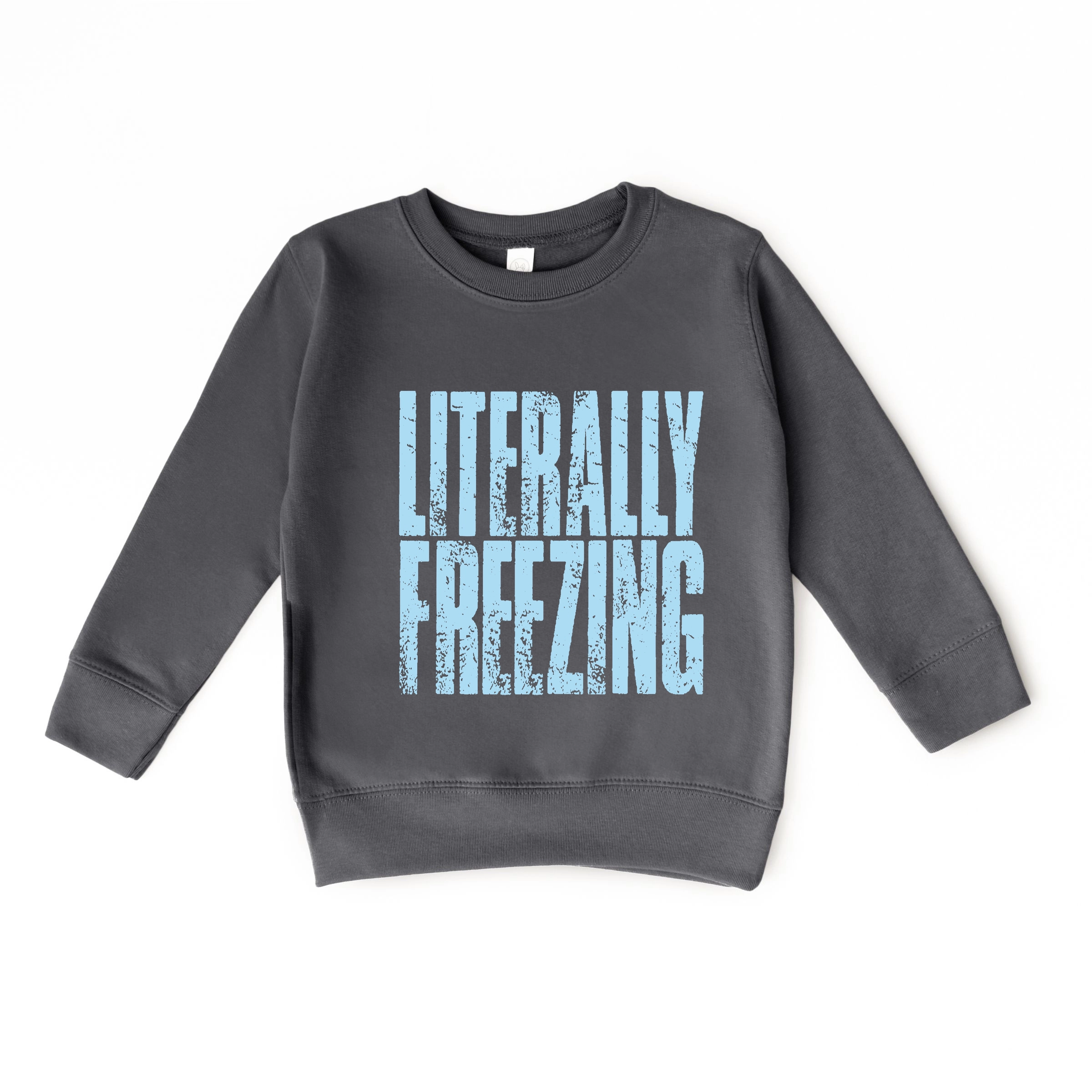 The Juniper Shop - Toddler Graphic Sweatshirt Literally Freezing Block Distressed