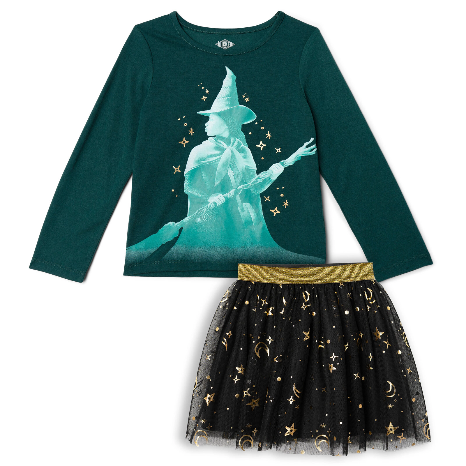 Wicked Girls' 2-Piece Long Sleeve T-Shirt and Tutu Skirt Set