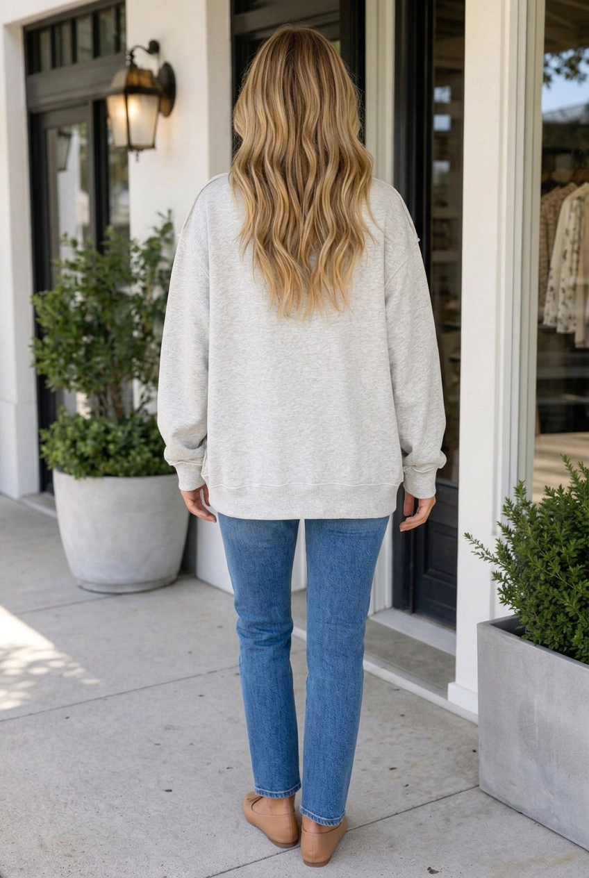 Threaded Pear Women's Regeena Mock Usa Slogan Pullover