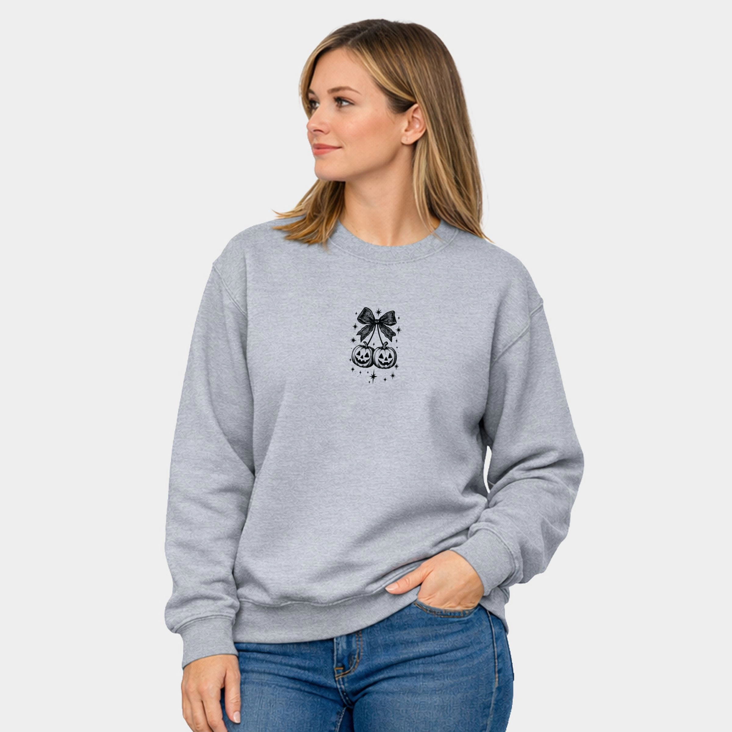 Simply Sage Market -  Women's Graphic Sweatshirt Pumpkin Cherries Stars