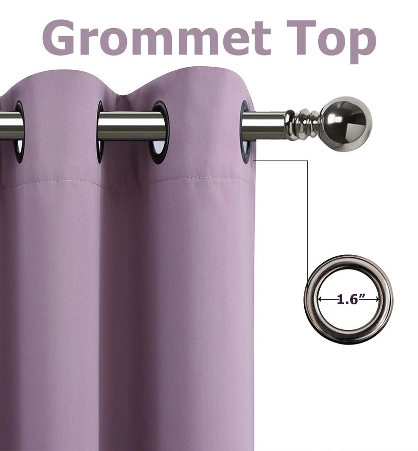 Kate Aurora 2 Piece 100% Hotel Thermal Blackout Lavender Grommet Top Curtain Panels