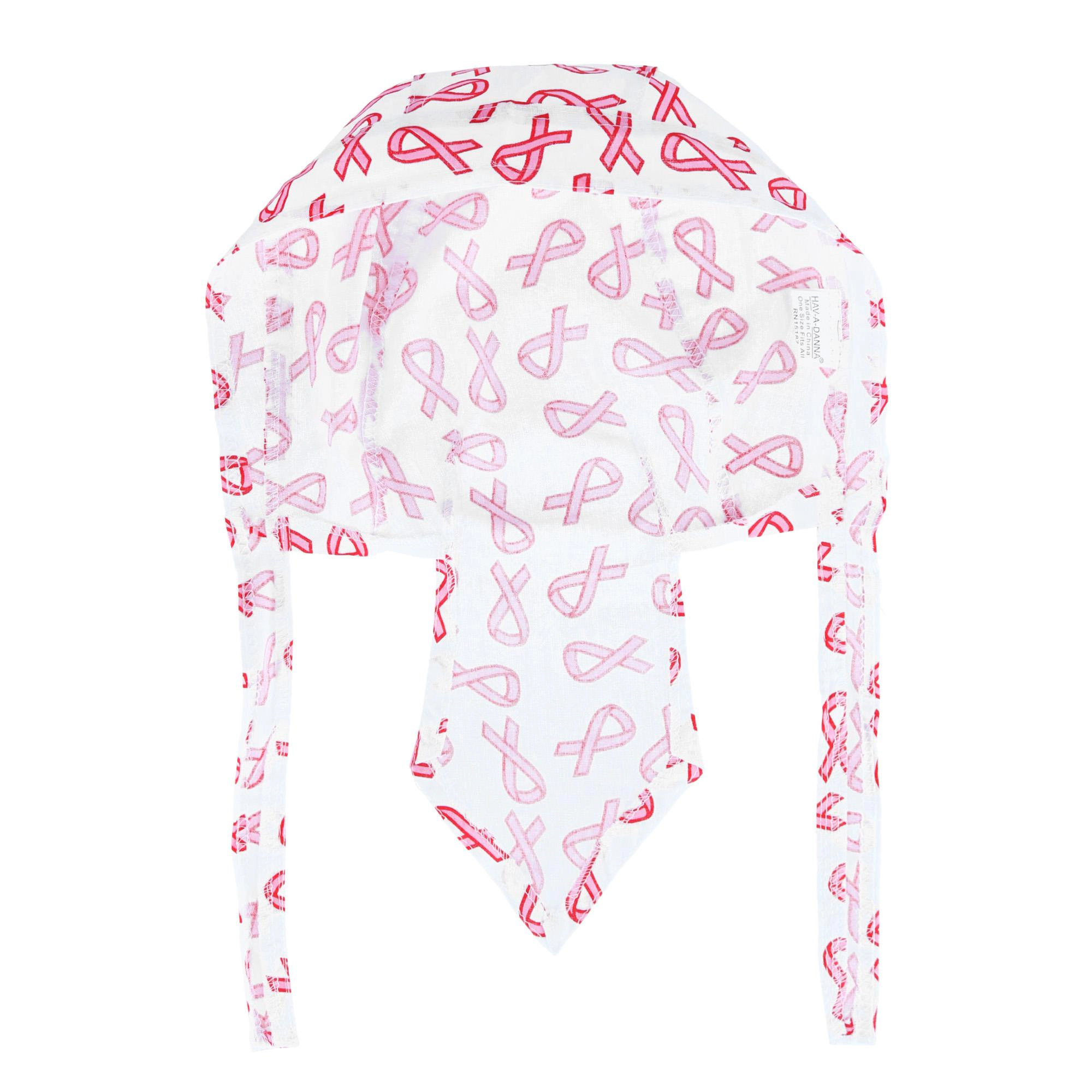 CTM Premium Cotton Unlined Breast Cancer Pink Ribbon Do Rag