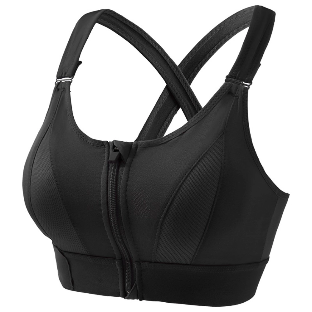 Wardrobe Whimsy Women High Impact Front Closure Sports Bra Adjustable Straps Workout Running Fitness