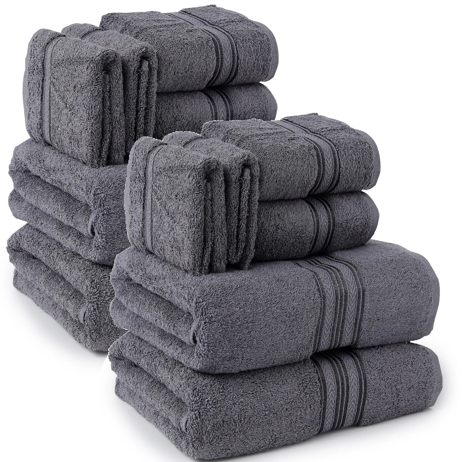 Plazatex 100% Premium Cotton Textured Border Ultra Soft Absorbent 12 Piece Bathroom Towel Set