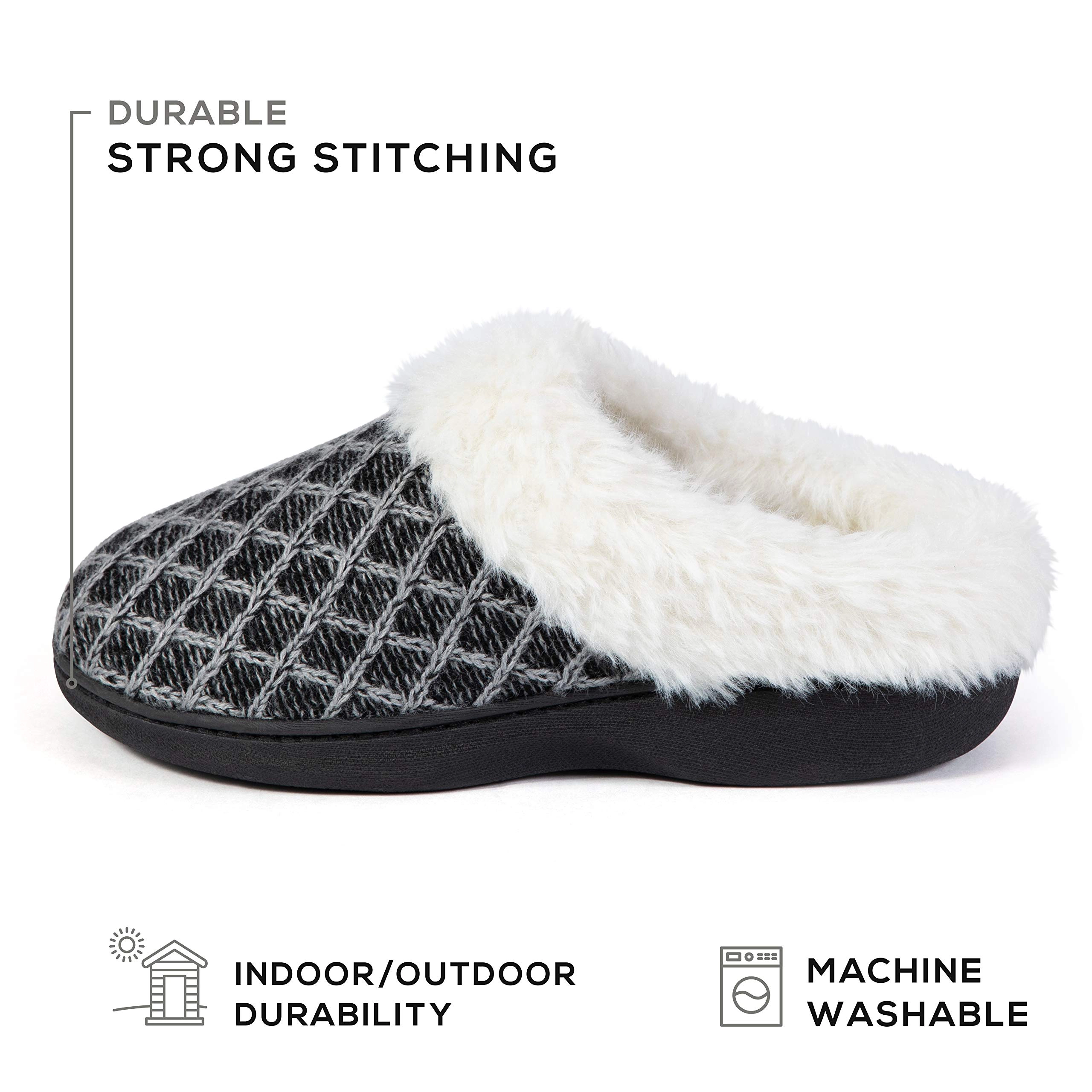 Roxoni Women’s Cozy Memory Foam Slippers – Warm Faux Fur with Indoor/Outdoor Rubber Sole