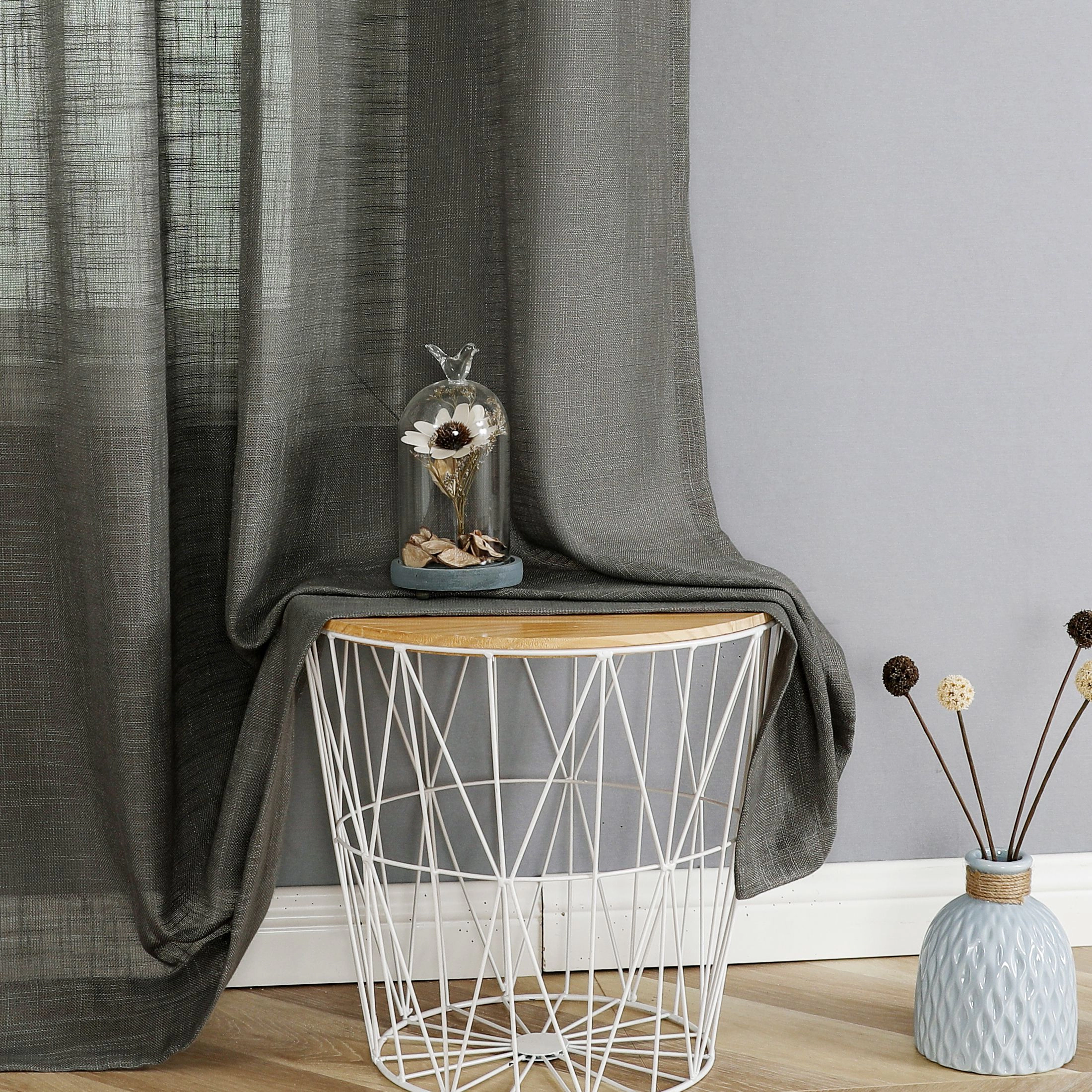 Kate Aurora 2 Pack Lux Thread Premium Woven Grommet Top Sheer Curtain Panels