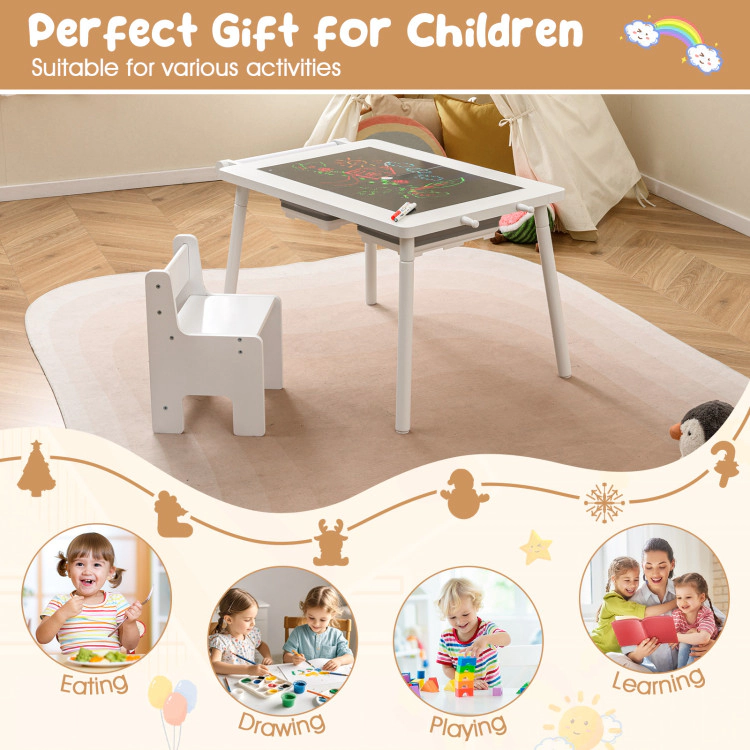 Hivvago Sensory Table And Chair Set For Kids 2-8 With Foldable Bins