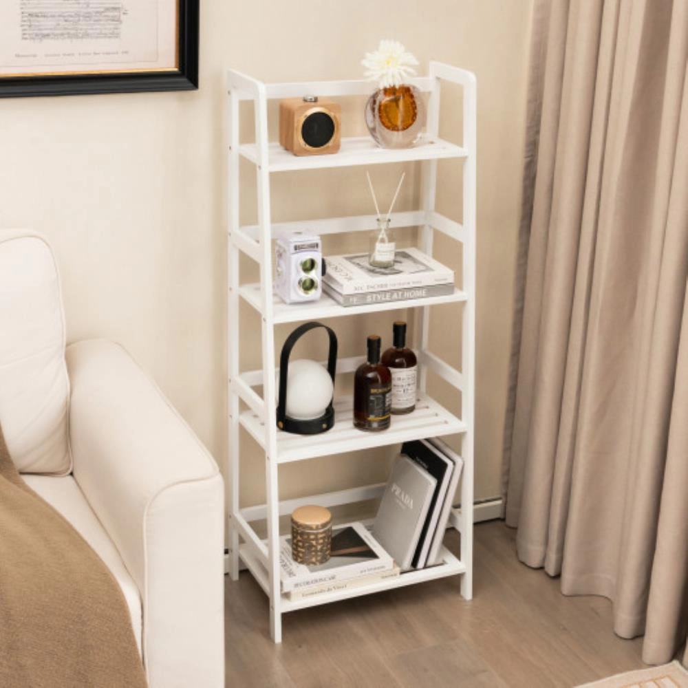 Hivvago 47.5 Inch 4-Tier Multifunctional Bamboo Bookcase Storage Stand Rack
