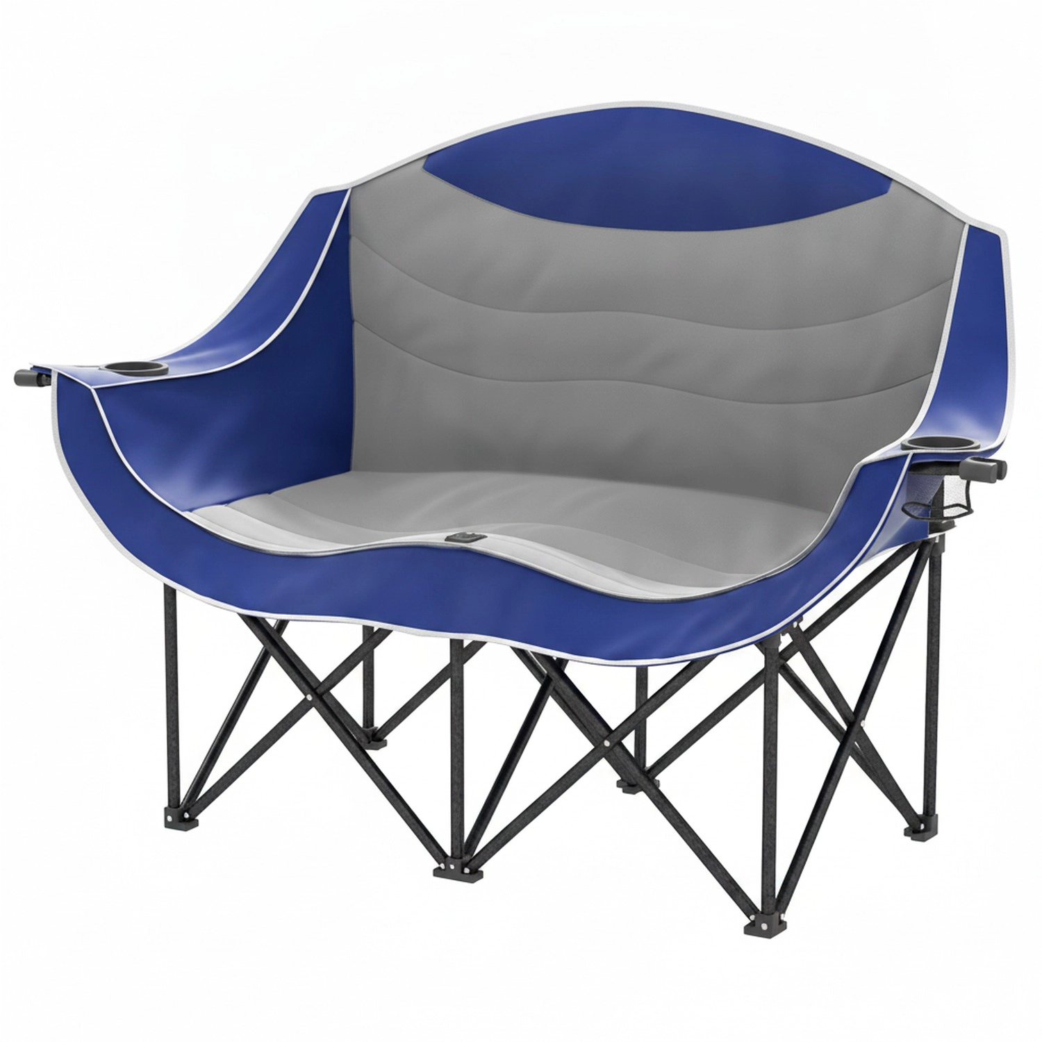 HONGGE Padded Folding Camp Chair for Adults, Double Camping Chair with Armrests, Cup Holders, Carry Bag for Outdoor