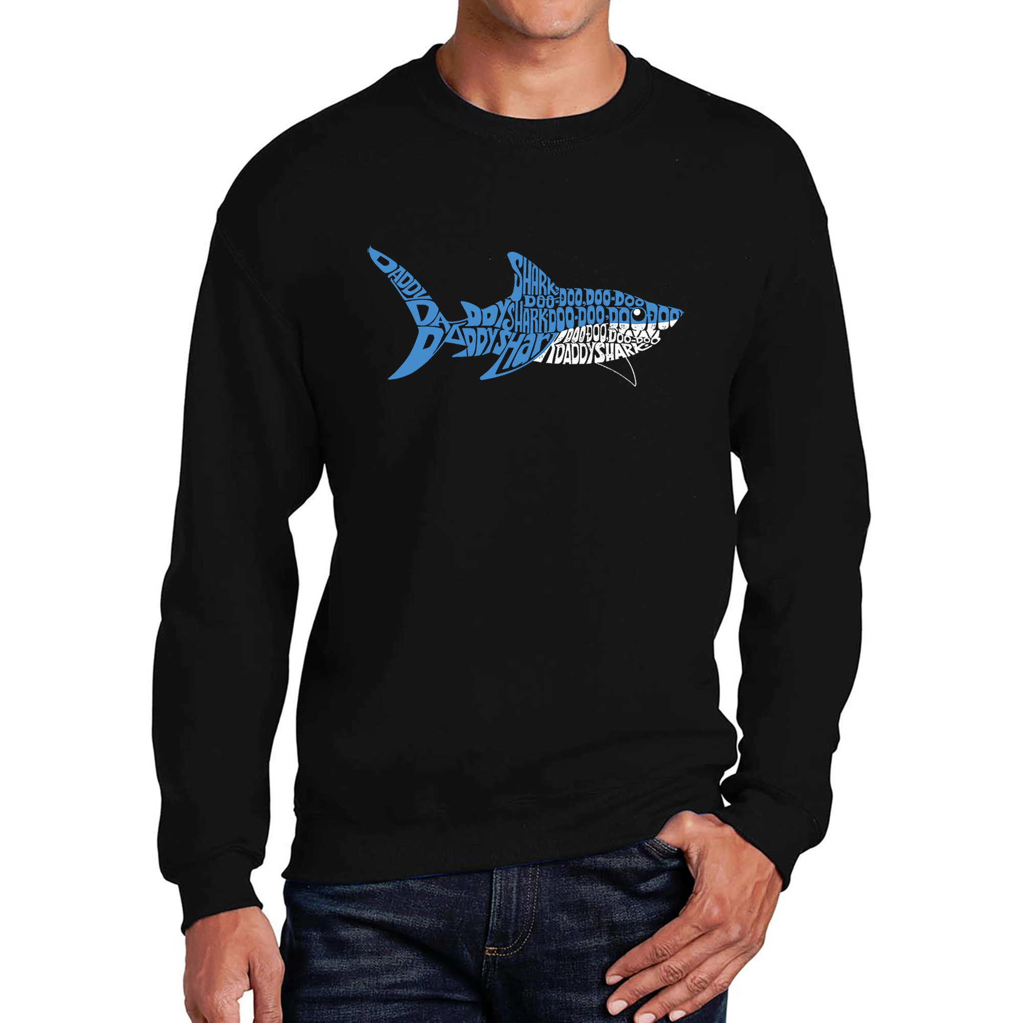 LA Pop Art Daddy Shark - Mens Word Crew Sweatshirt