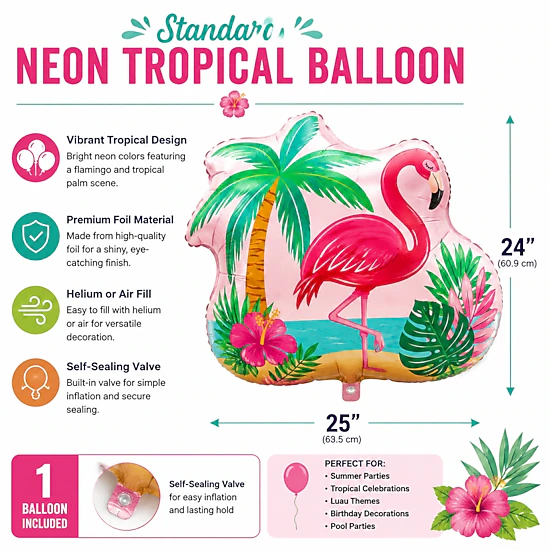 LoonBalloon Neon Tropical Party Balloon, Color: Neon - JCPenney