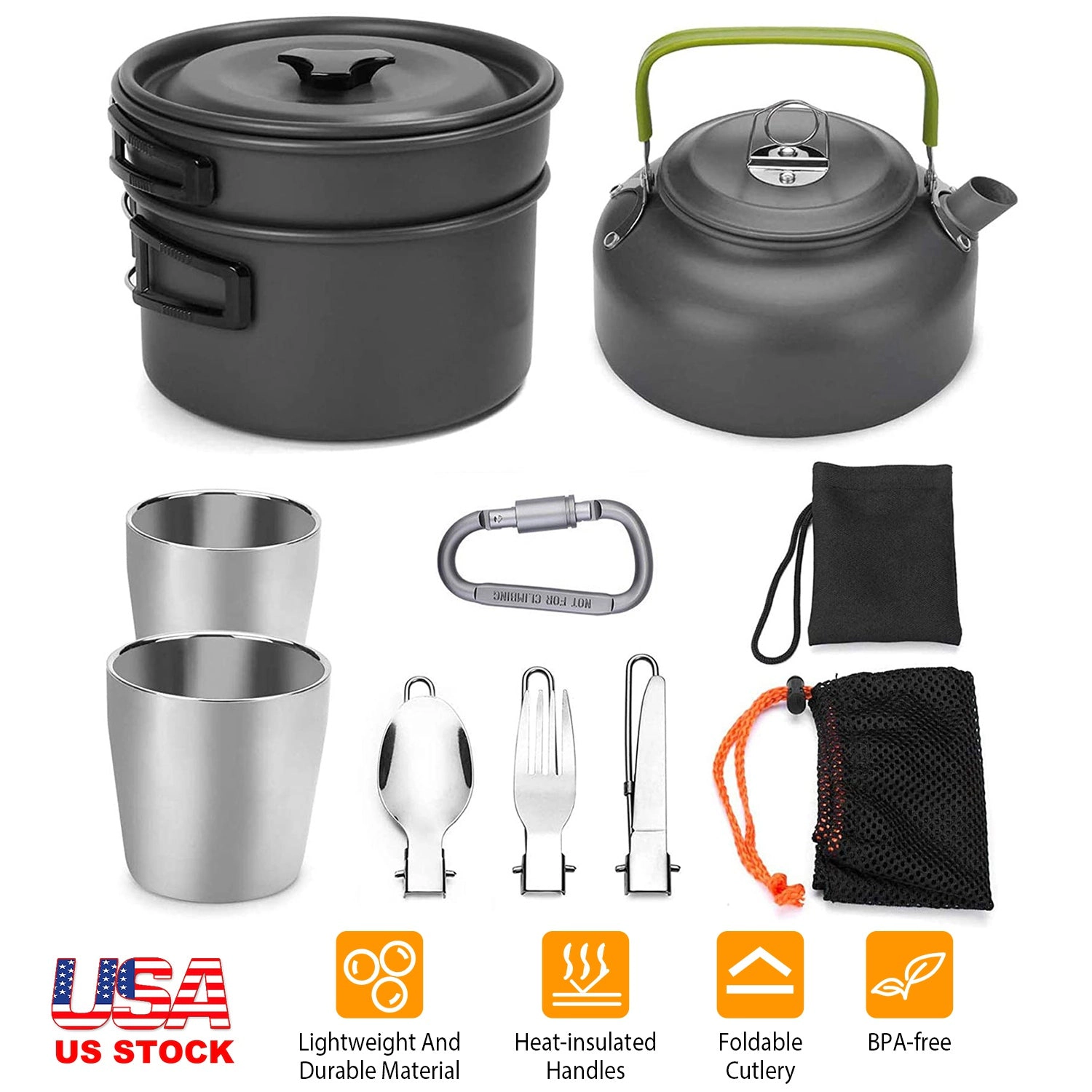 GBruno 12-Piece Aluminum Camping Cookware Set