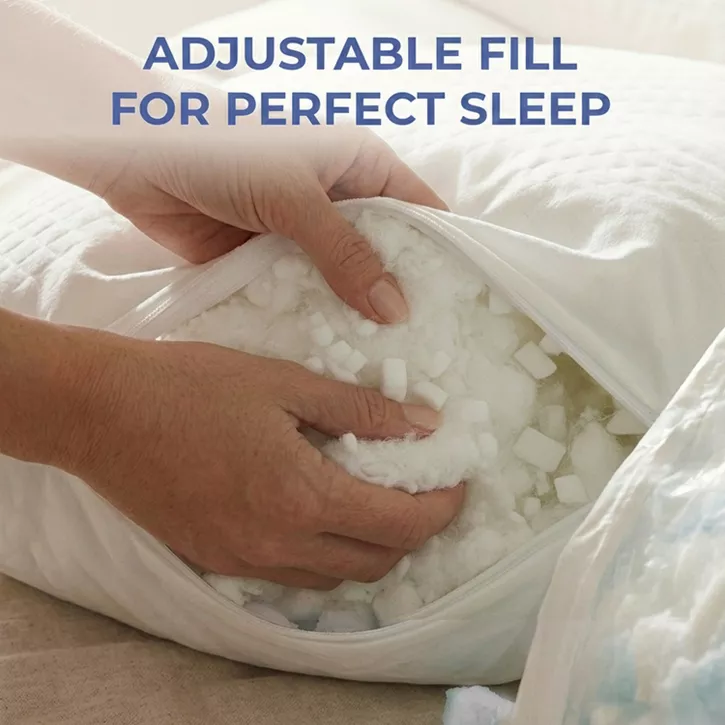 Comfety Memory Foam Pillow, Adjustable Firm Pillow w/ Shredded Memory Foam Fill, Supportive Pillows w/ Washable Cover