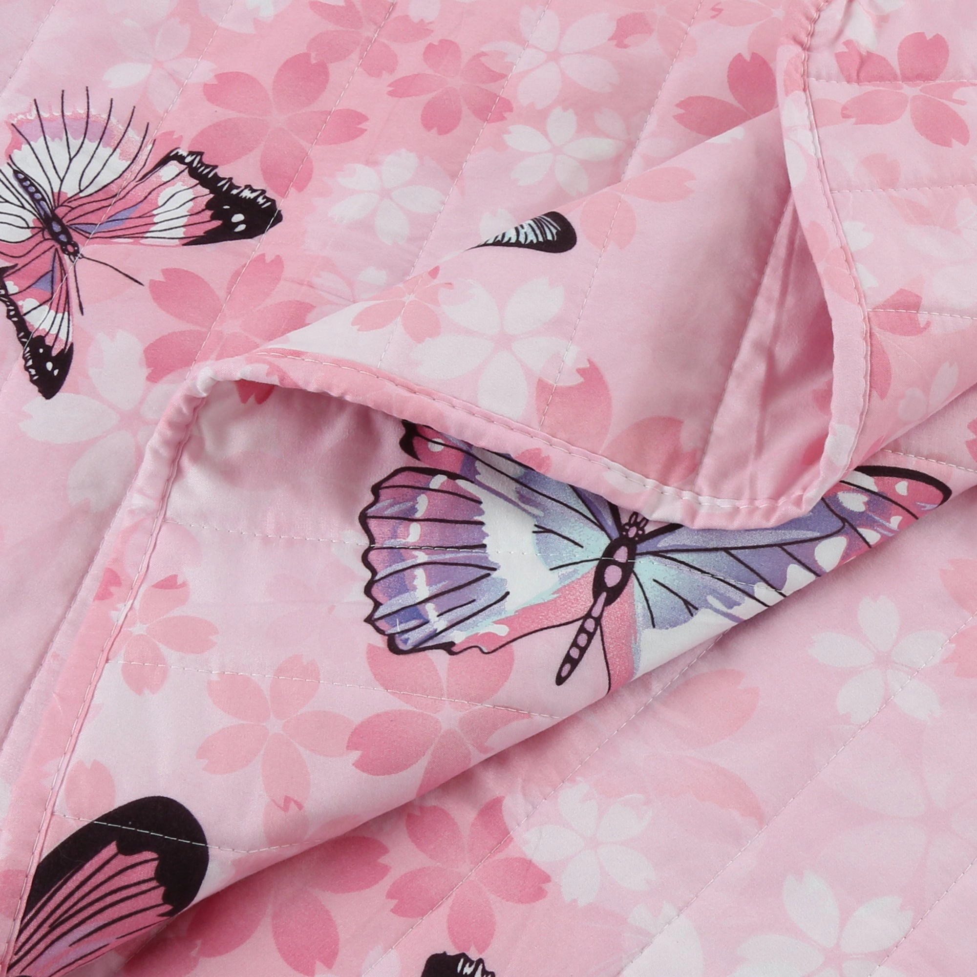MarCieo 2/3 Piece Kids Girls Butterfly Quilt Set, Soft Lightweight Bedspread Set