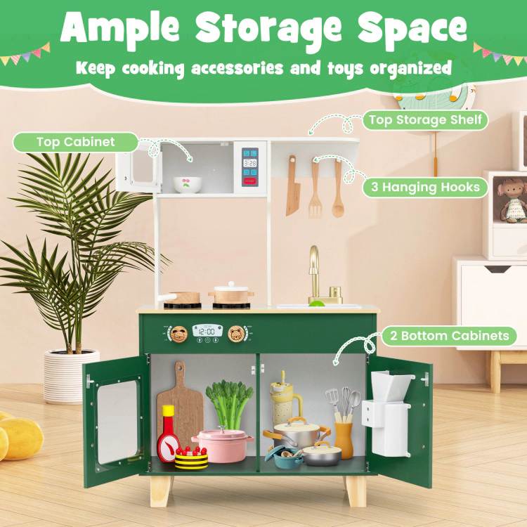 Hivvago Kids Play Kitchen with Microwave and Rotation Knobs for Girls Boys Aged 3-6