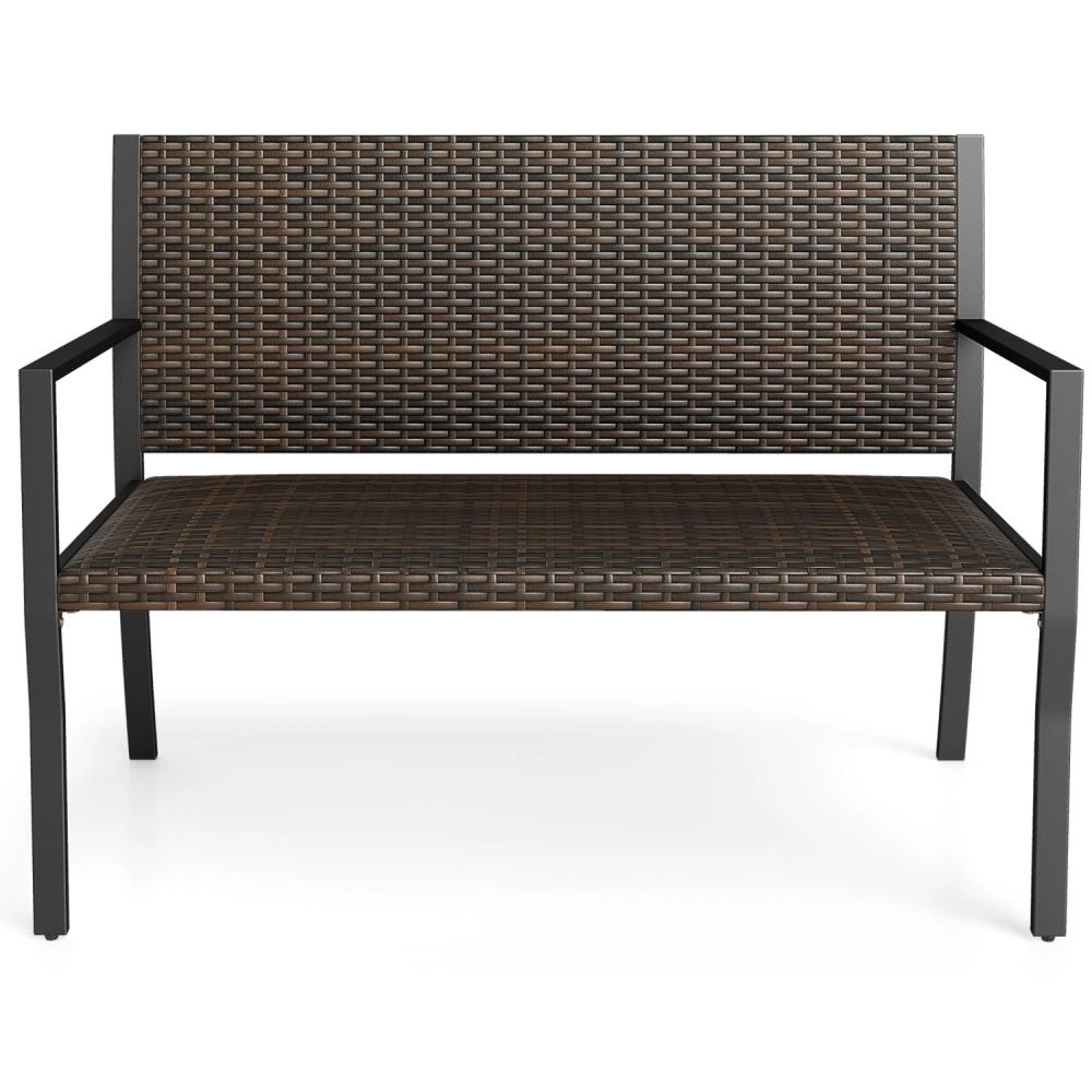 Hivvago Patio Sun-Proof Rattan Loveseat With Soft Sponge Seat