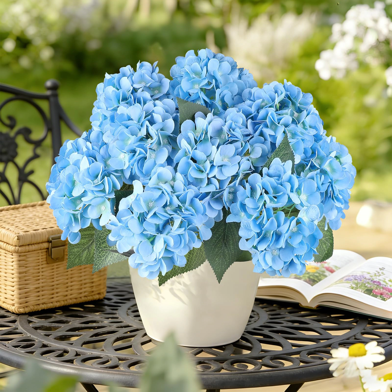 PUPWE 6 Yellow Artificial Fall Flowers For Outdoors Geraniums Decor