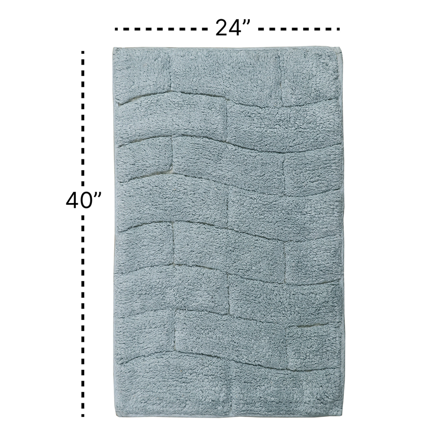 Knightsbridge Stylish And Comfortable All Season Traditional New Tile Design Cotton Bath Rug 24" X 40" Light Blue