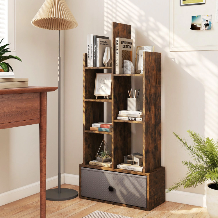 Hivvago 7-Tier Open-Back Bookshelf with Drawer