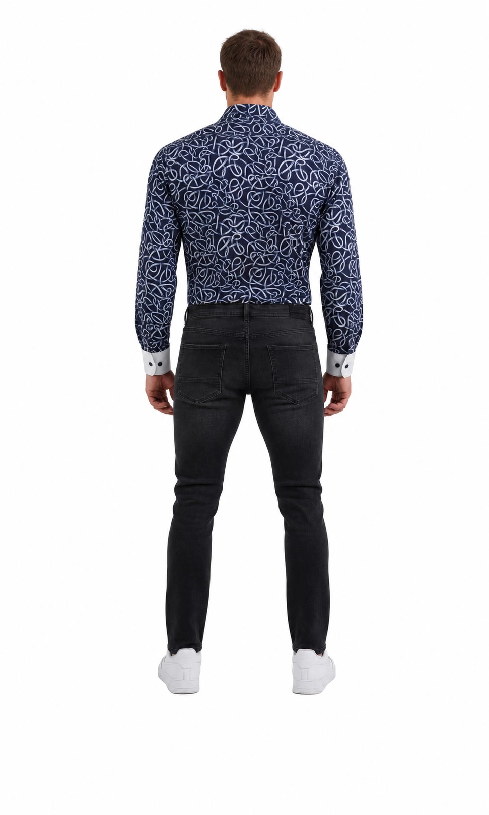 Elie Balleh Slim Fit Mens Swirl Print Shirt