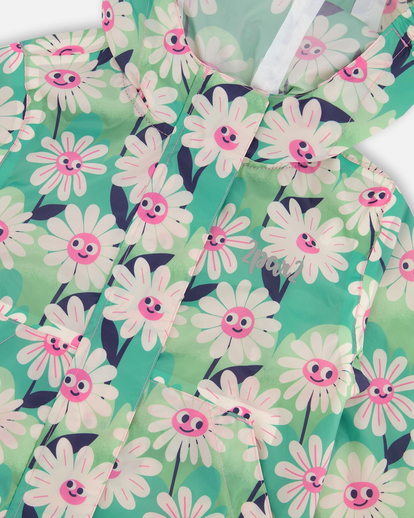 Deux par Girls Packable Windbreaker Polyester Smiling Flower Print