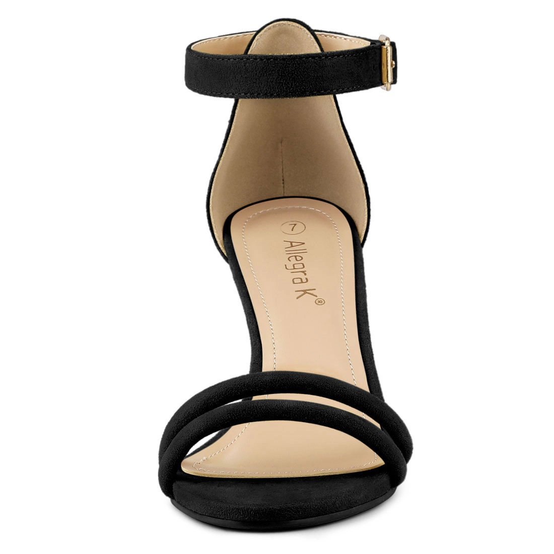 BLISSFUL STEP Women Kitten Heel Ankle Strap Sandals