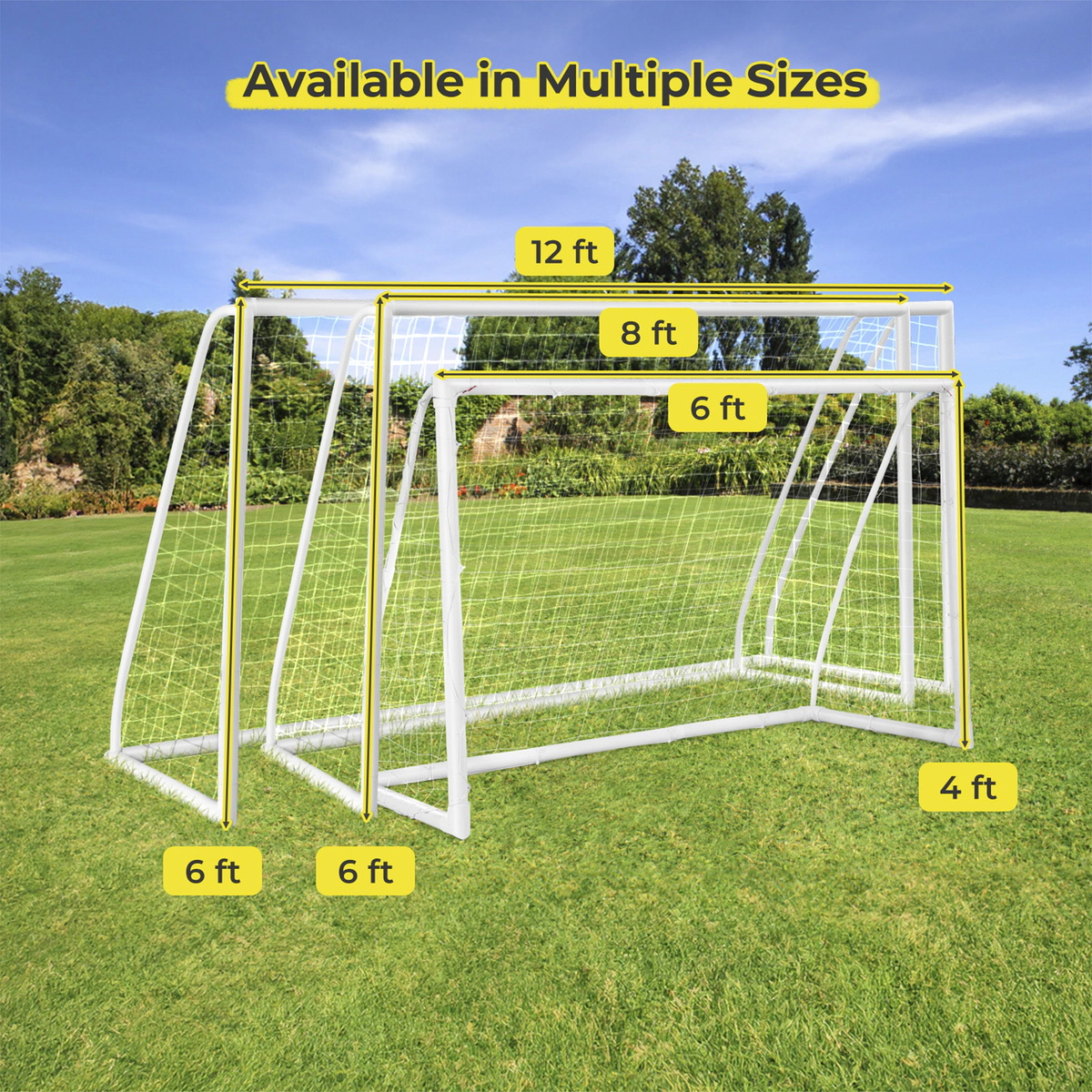 SUGIFT 8-ft by 6-ft Weather-Resistant UPVC Soccer Goal with Sturdy PE Net Ground Stakes and 5 Cones