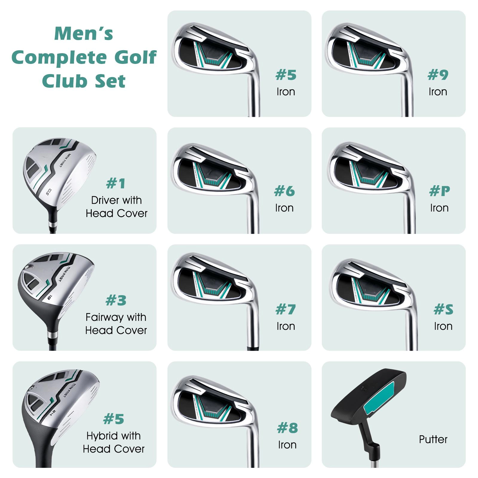 SUGIFT Green 460cc Driver and Stand Bag 11-Piece Complete Golf Club Package Set