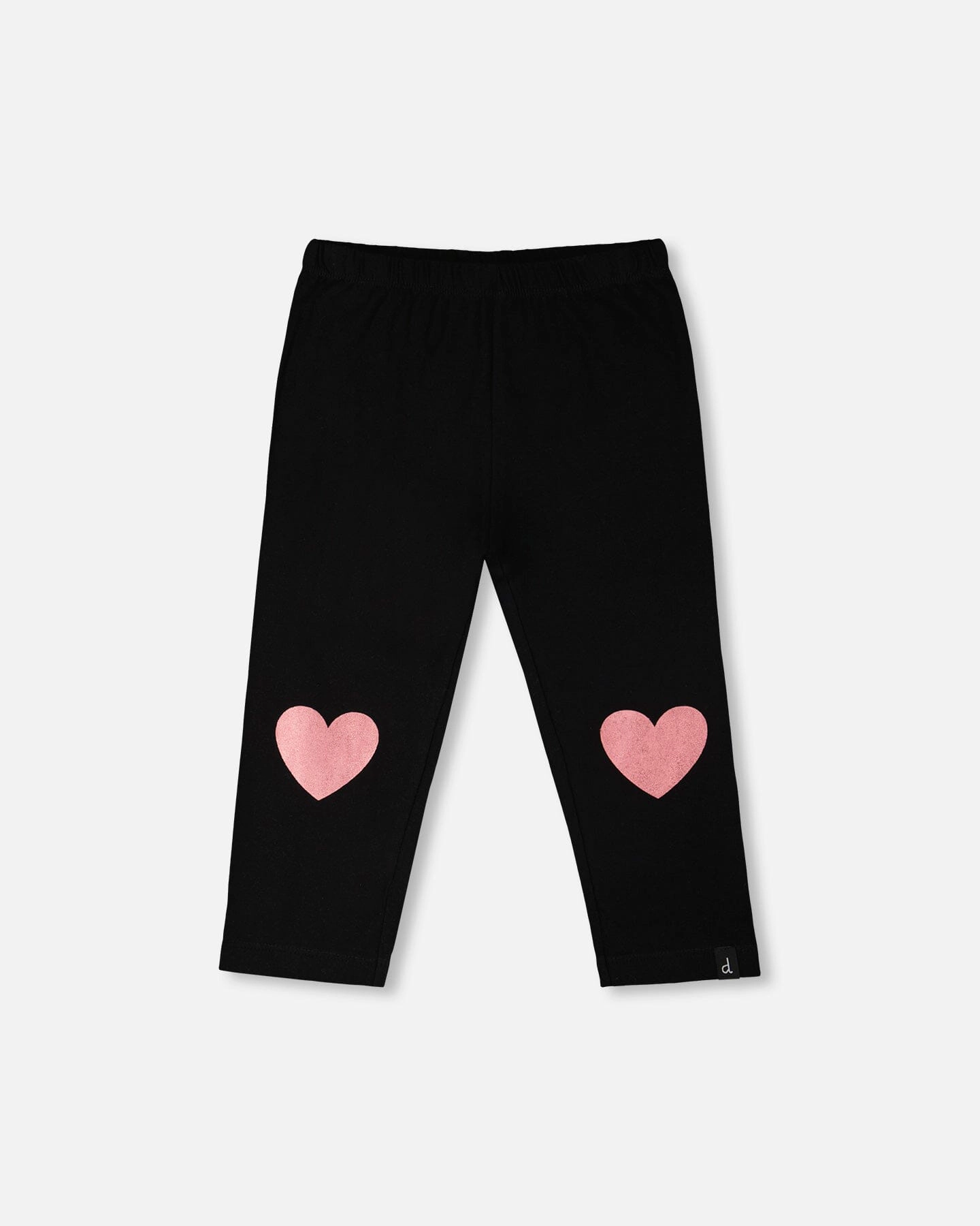 Deux par Deux Girls Organic Cotton Jersey Capri with Knee Foil Heart Print