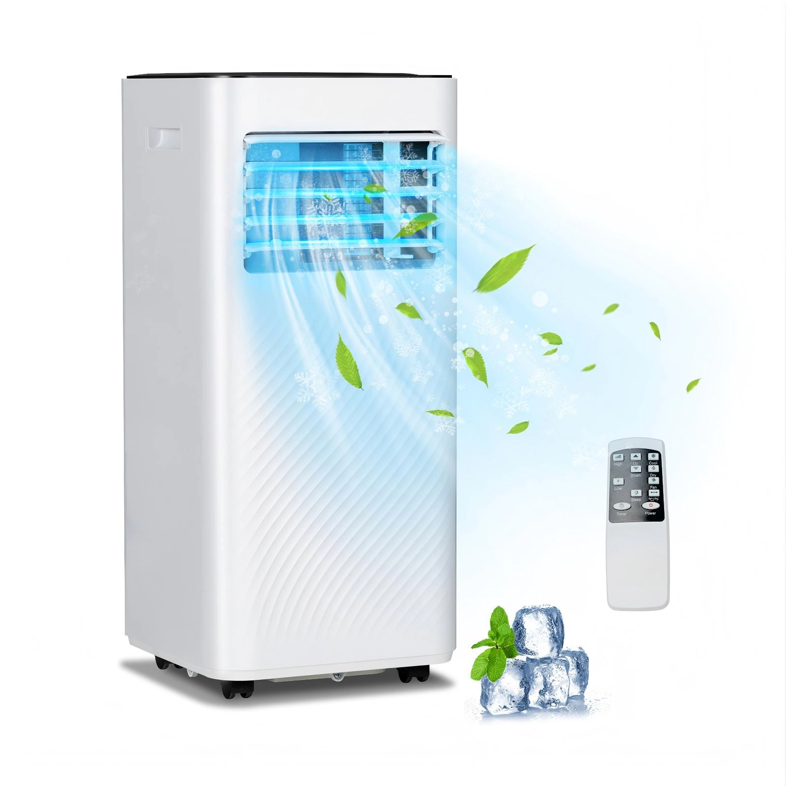 SUGIFT Black 10000-BTU 350-sq ft 4-in-1 Portable Air Conditioner with Overload Protection and Sleep Mode