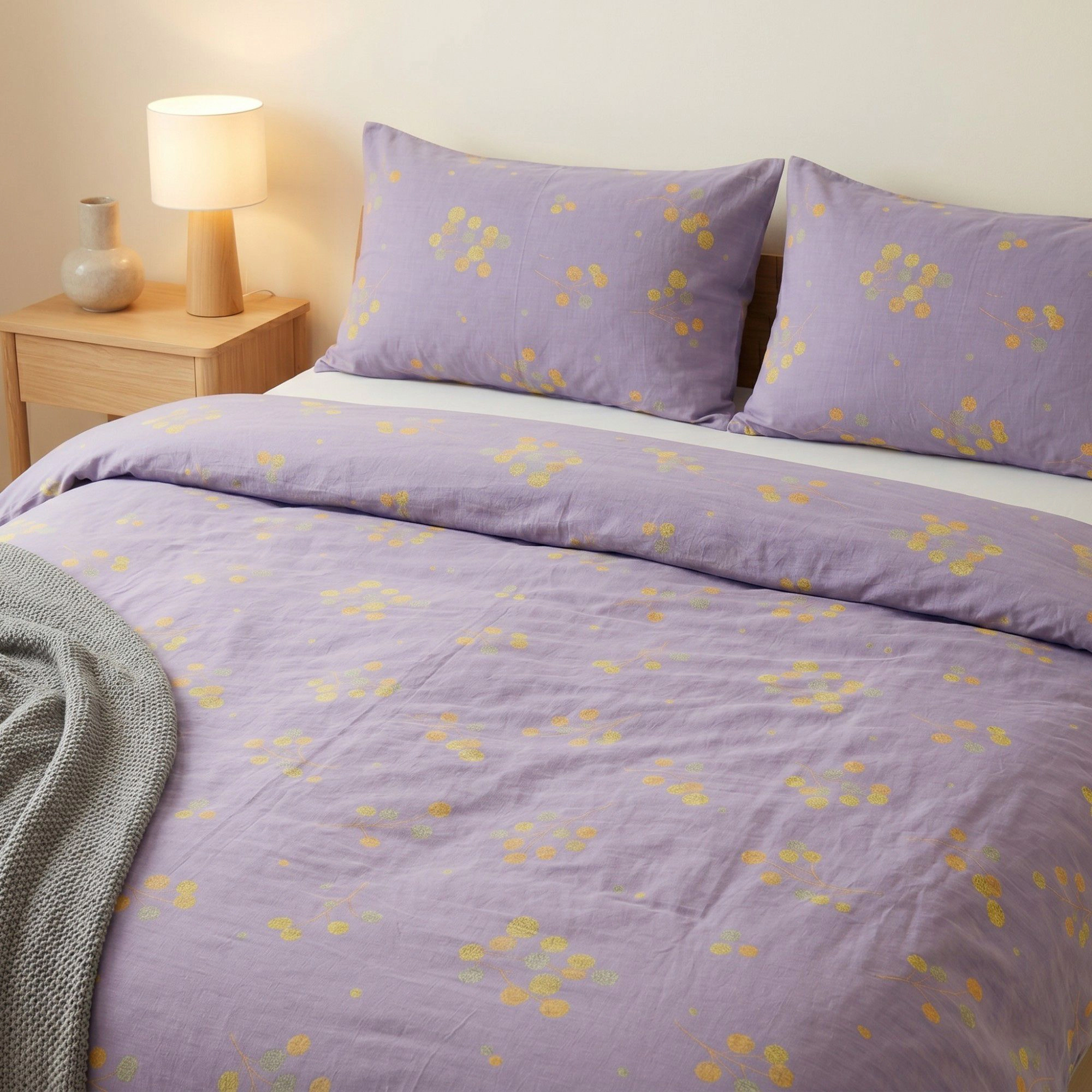 Alilang Unisex 3-Piece Cotton Bedding Set with Duvet Cover and Pillowcases Soft Washed Fabric Botanical Print Design