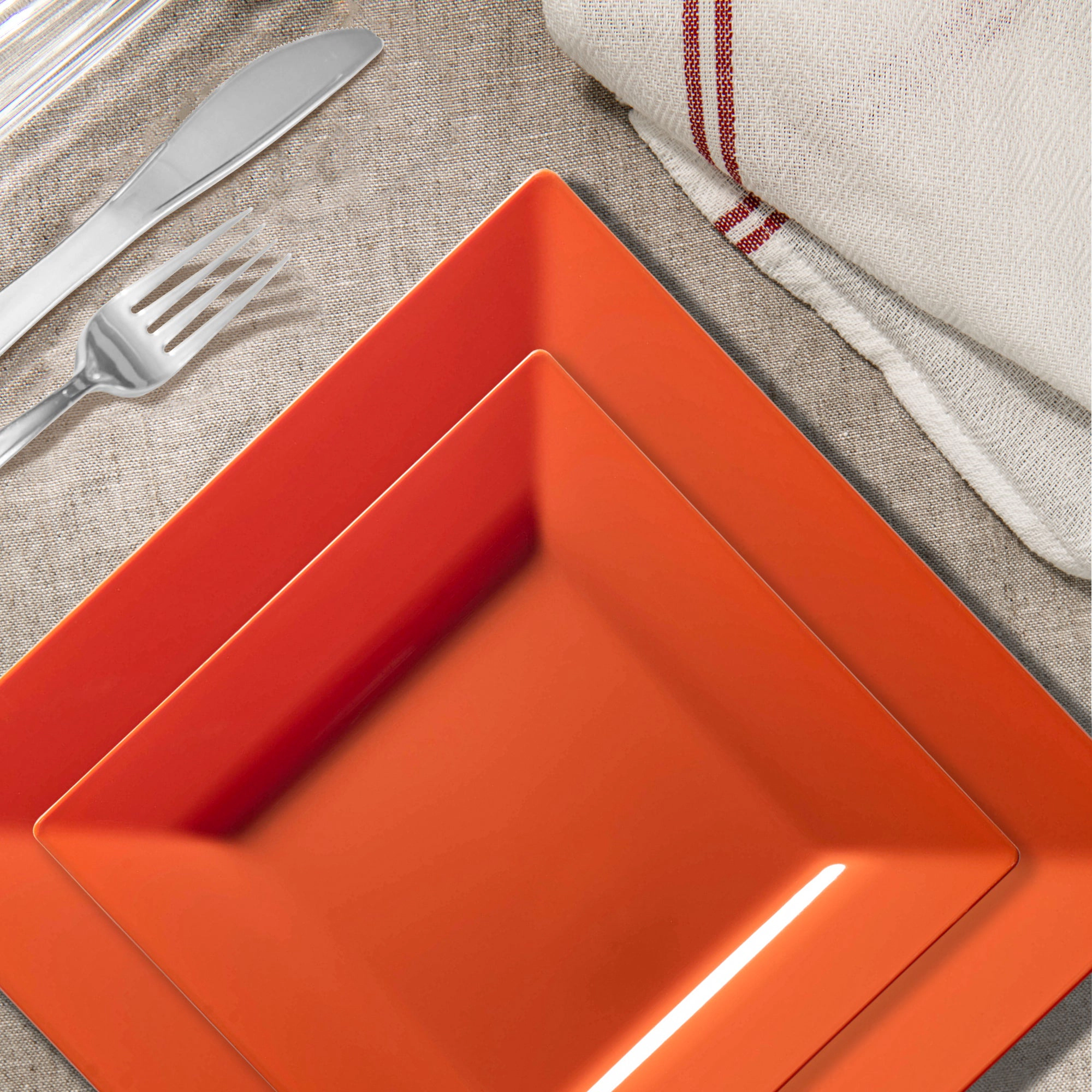 Smarty Had A Party Burnt Orange Square Plastic Plates Wedding Value Set