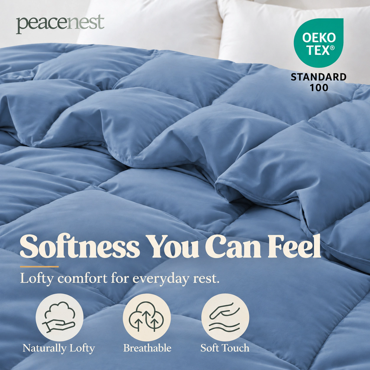 Peacenest All Season Goose Down Feather Fiber Comforter Duvet Insert
