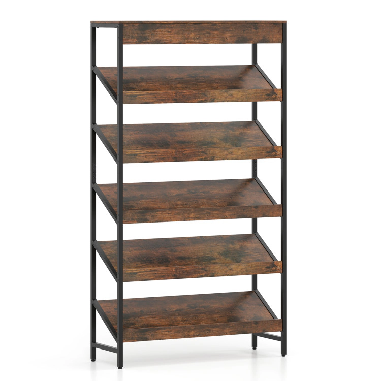Hivvago 6-Tier Tall Freestanding Bookshelf with Angled Shelves for Home Office