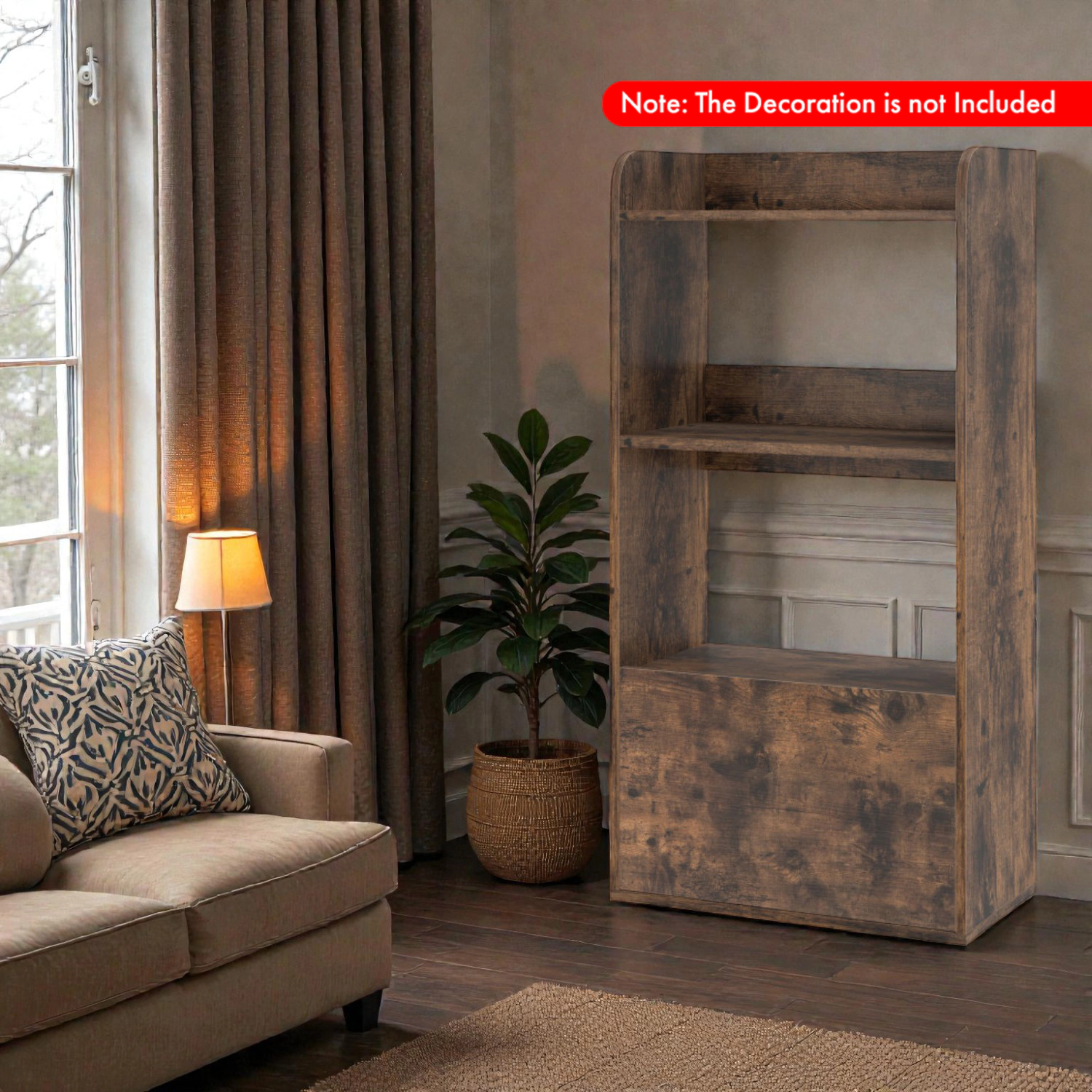 Hivvago Three-Level Freestanding Bookshelf with Display Shelves