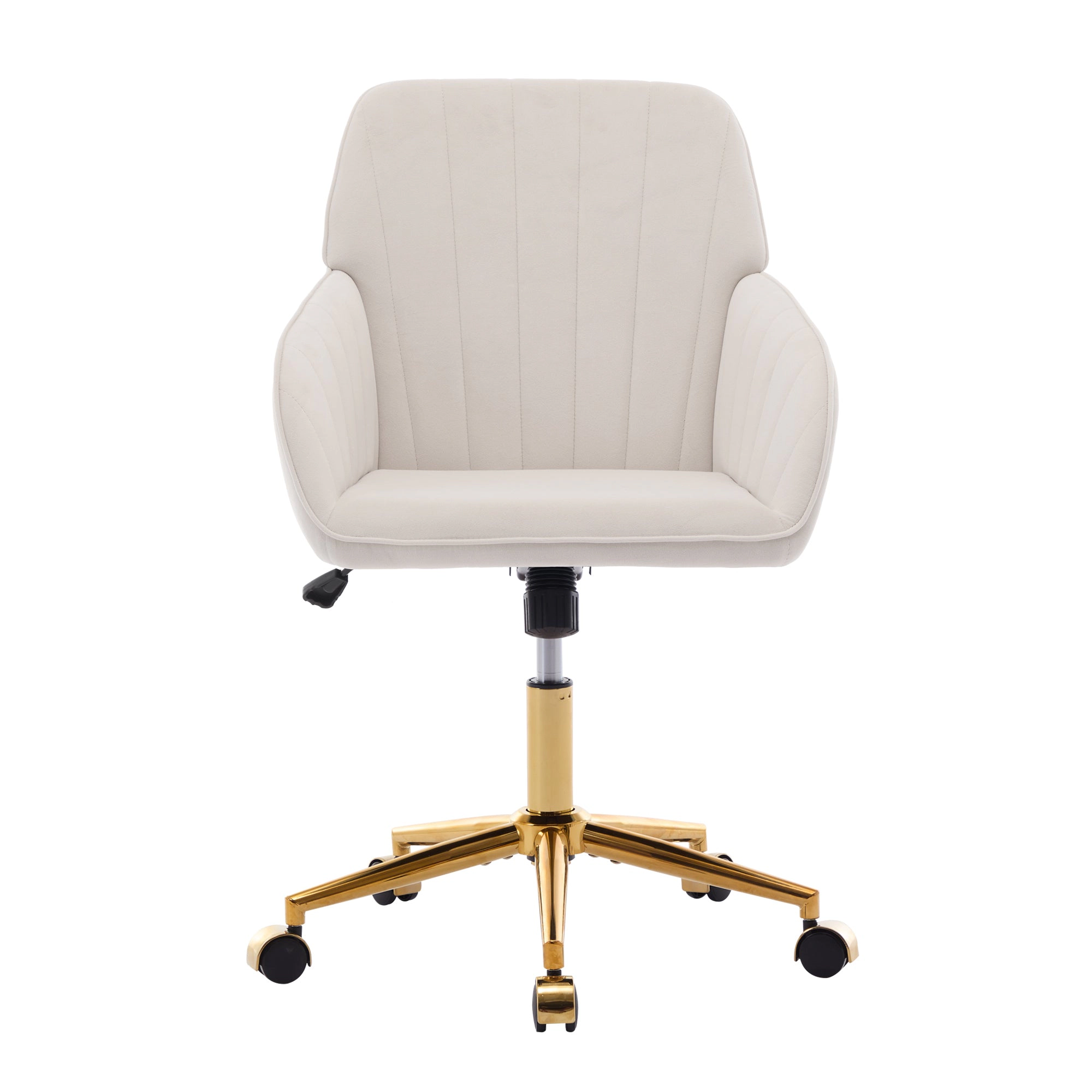 Platinum-Level Office Chairs TY Ergonomic Swivel Office Chair, Beige Velvet, Gold Base