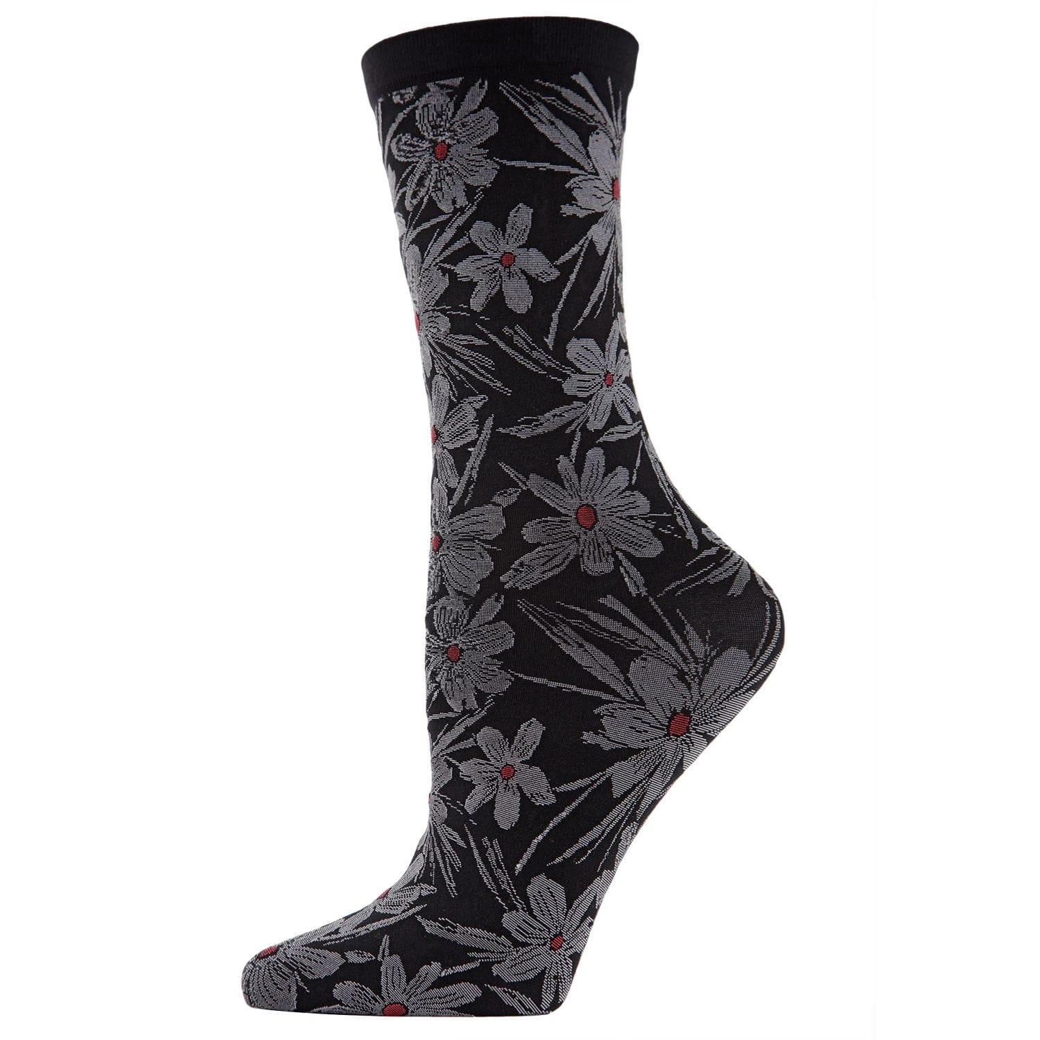 MeMoi Women's Abstract Floral Opaque Crew Socks